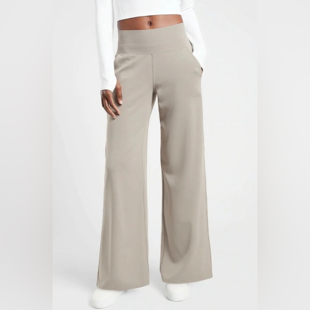 Athleta Wide Leg Pants in Light Taupe